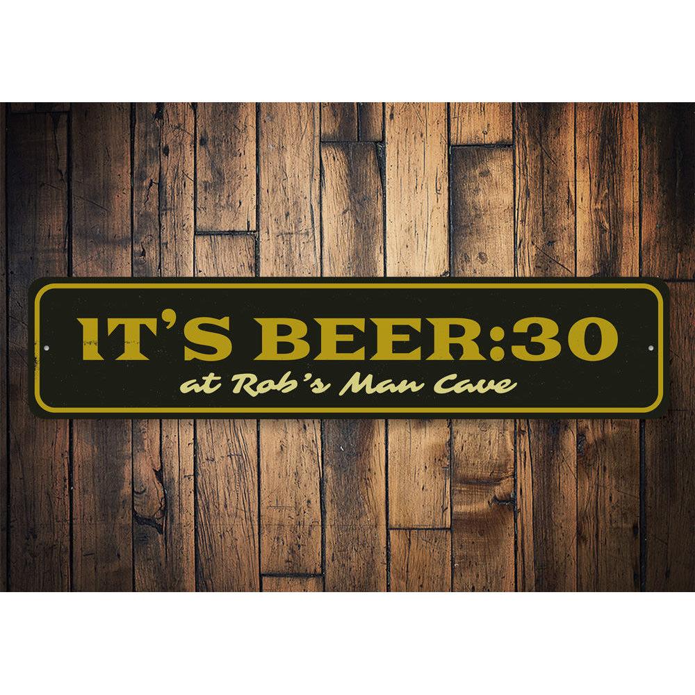 Beer 30 sign made of high-quality aluminum, featuring a fun and decorative design suitable for home bars and man caves.