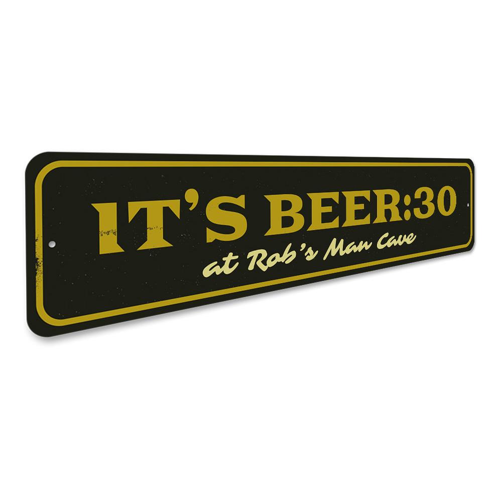 Beer 30 sign made of high-quality aluminum, featuring a fun and decorative design suitable for home bars and man caves.