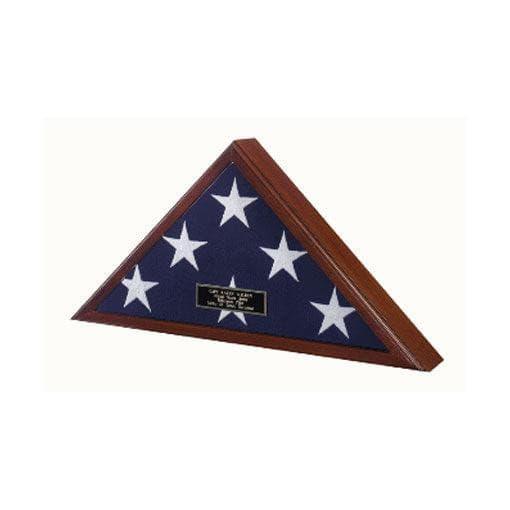 Large American-made flag display case for 5ft x 9.5ft flags, featuring true-mitered corners and a glass front.