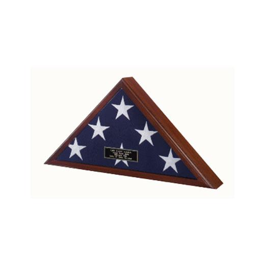 Large American-made flag display case for 3' x 5' flags, featuring glass front and heirloom walnut finish.