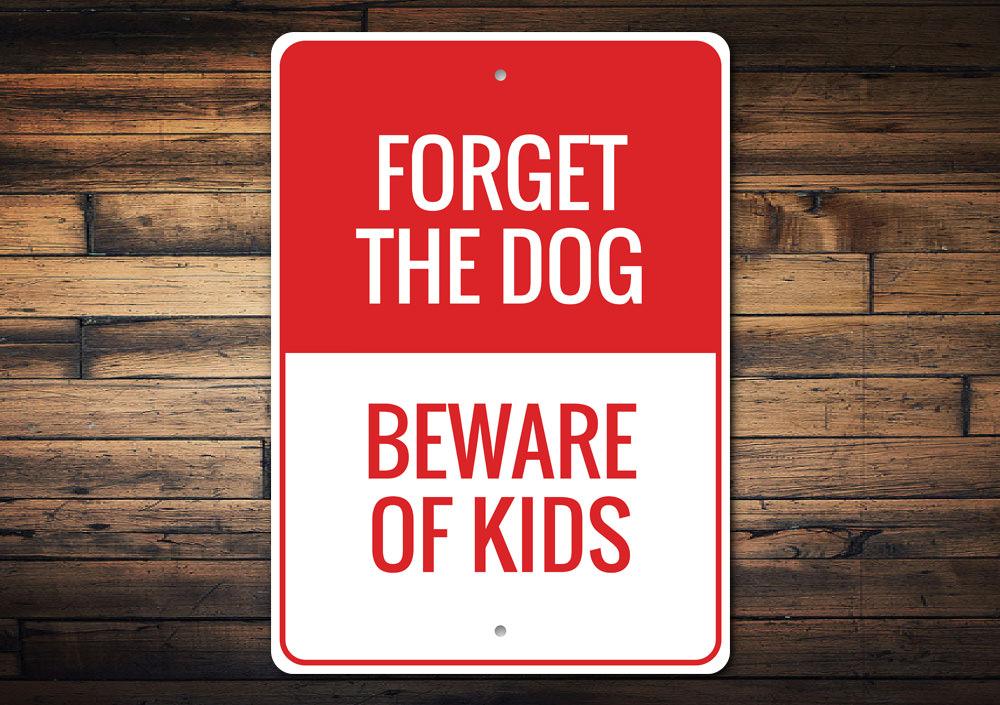 Beware of Kids sign made from high-quality aluminum, featuring a playful design suitable for indoor and outdoor use.