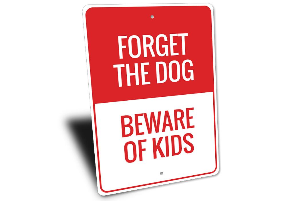 Beware of Kids sign made from high-quality aluminum, featuring a playful design suitable for indoor and outdoor use.