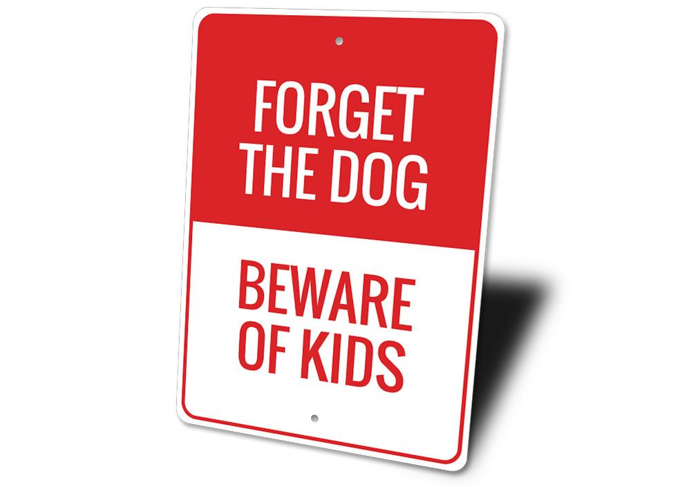 Beware of Kids sign made from high-quality aluminum, featuring a playful design suitable for indoor and outdoor use.