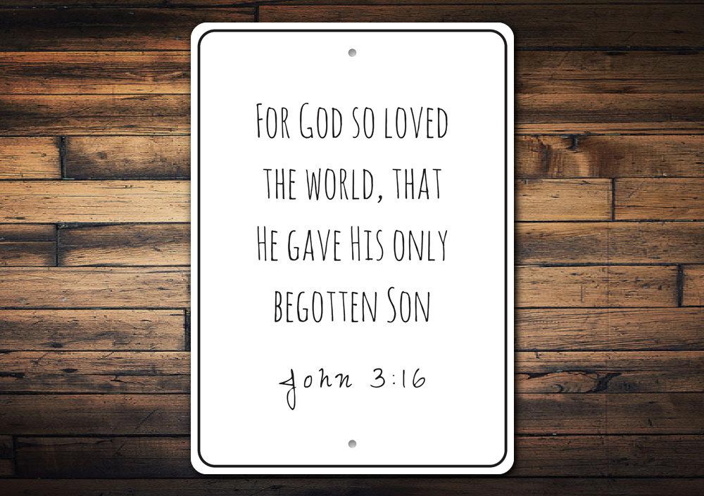 A beautifully crafted Bible Verse Sign made from high-quality aluminum, featuring customizable text and pre-drilled holes for easy mounting.