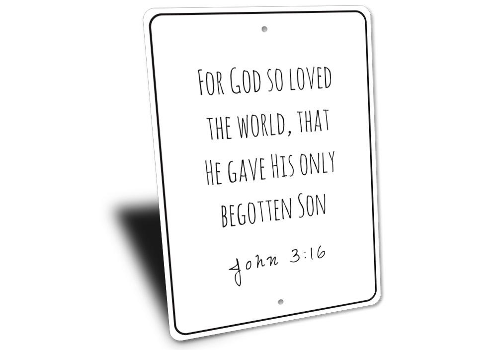 A beautifully crafted Bible Verse Sign made from high-quality aluminum, featuring customizable text and pre-drilled holes for easy mounting.