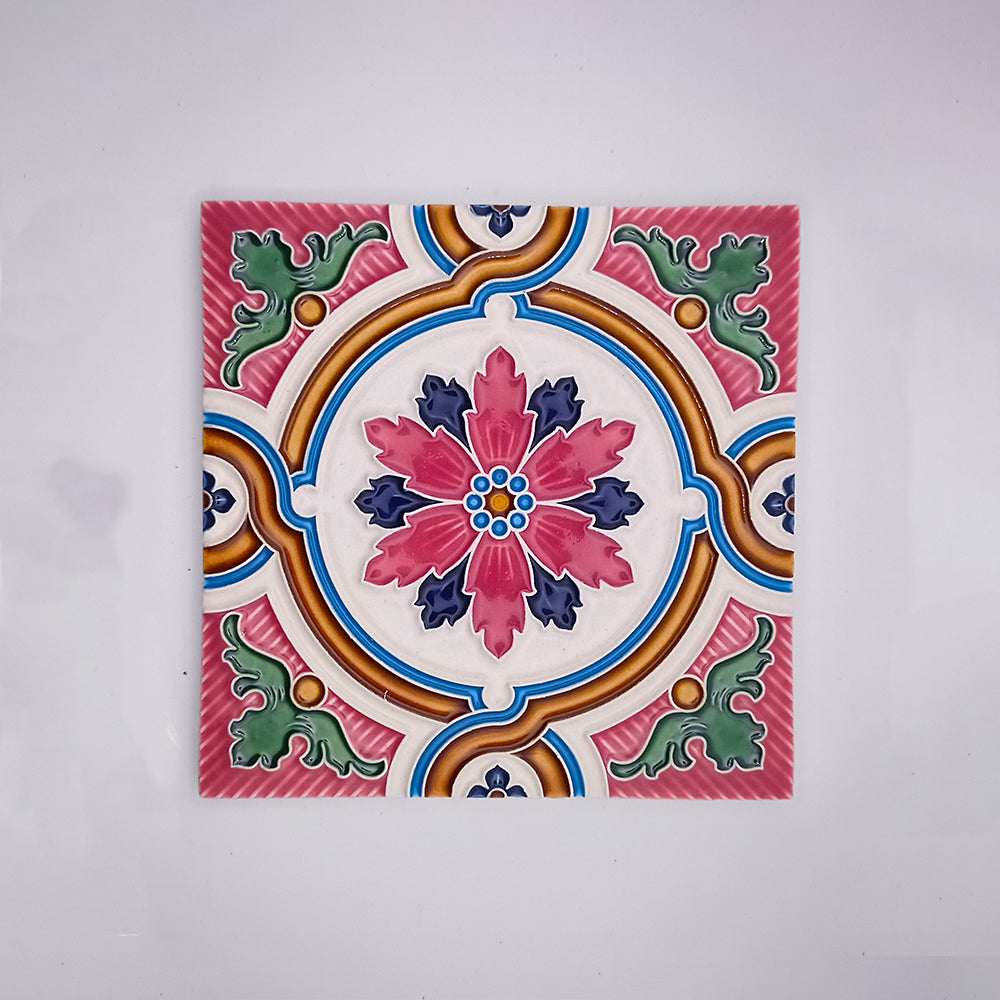 Óbidos Hand Painted Wall Decor Tile featuring intricate designs and vibrant colors, showcasing Portuguese craftsmanship.