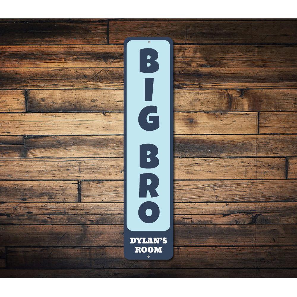 Customizable Big Bro Sign made from durable aluminum, perfect for children's rooms.