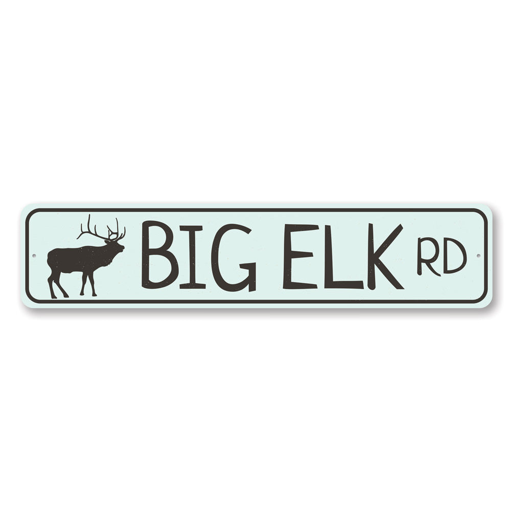 Big Elk Road Sign made of durable aluminum, showcasing a rustic design perfect for lakehouses.