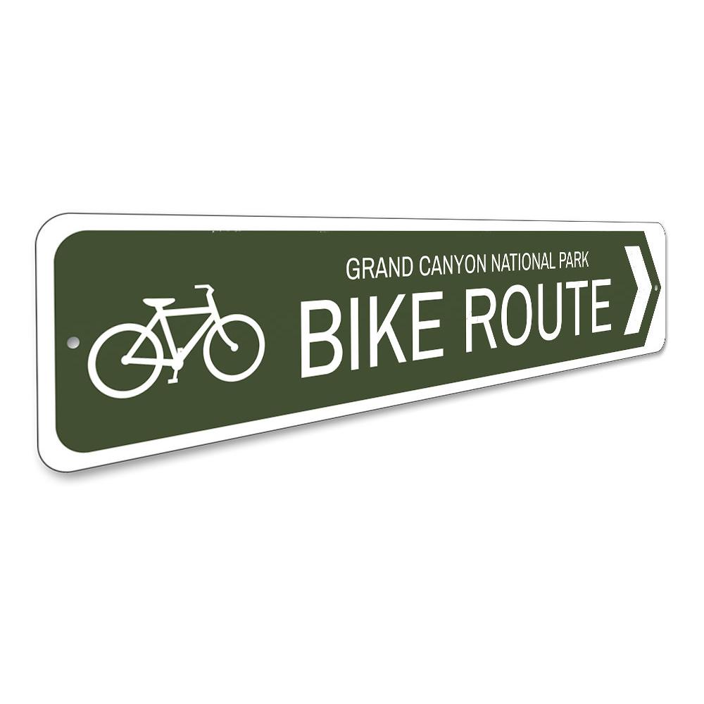 Customizable Bike Route Sign made from high-quality aluminum, featuring pre-drilled holes for easy mounting.