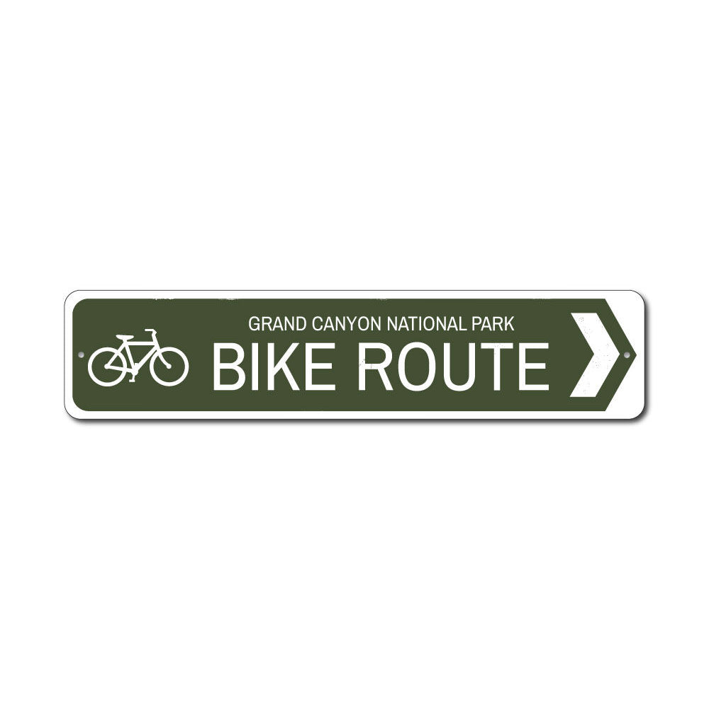 Customizable Bike Route Sign made from high-quality aluminum, featuring pre-drilled holes for easy mounting.