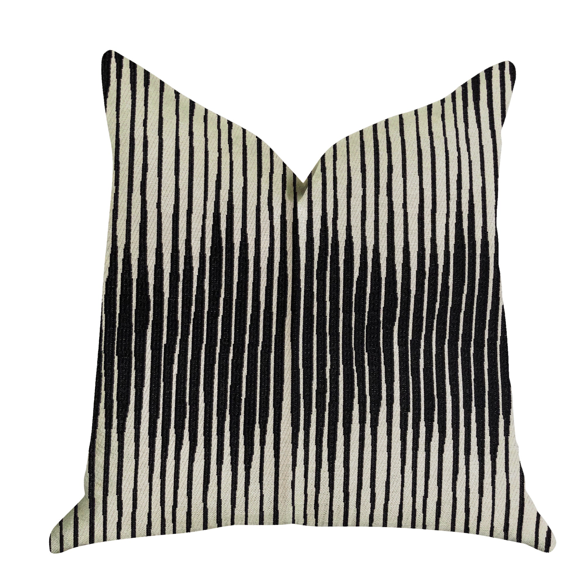 Black Crystal Luxury Throw Pillow featuring elegant black and beige tones, handmade in the USA with a double-sided design and invisible zipper.