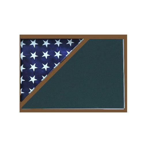 Black Shadow box displaying a 3X5 flag and an 8.5x11 certificate, featuring an acrylic front for protection.