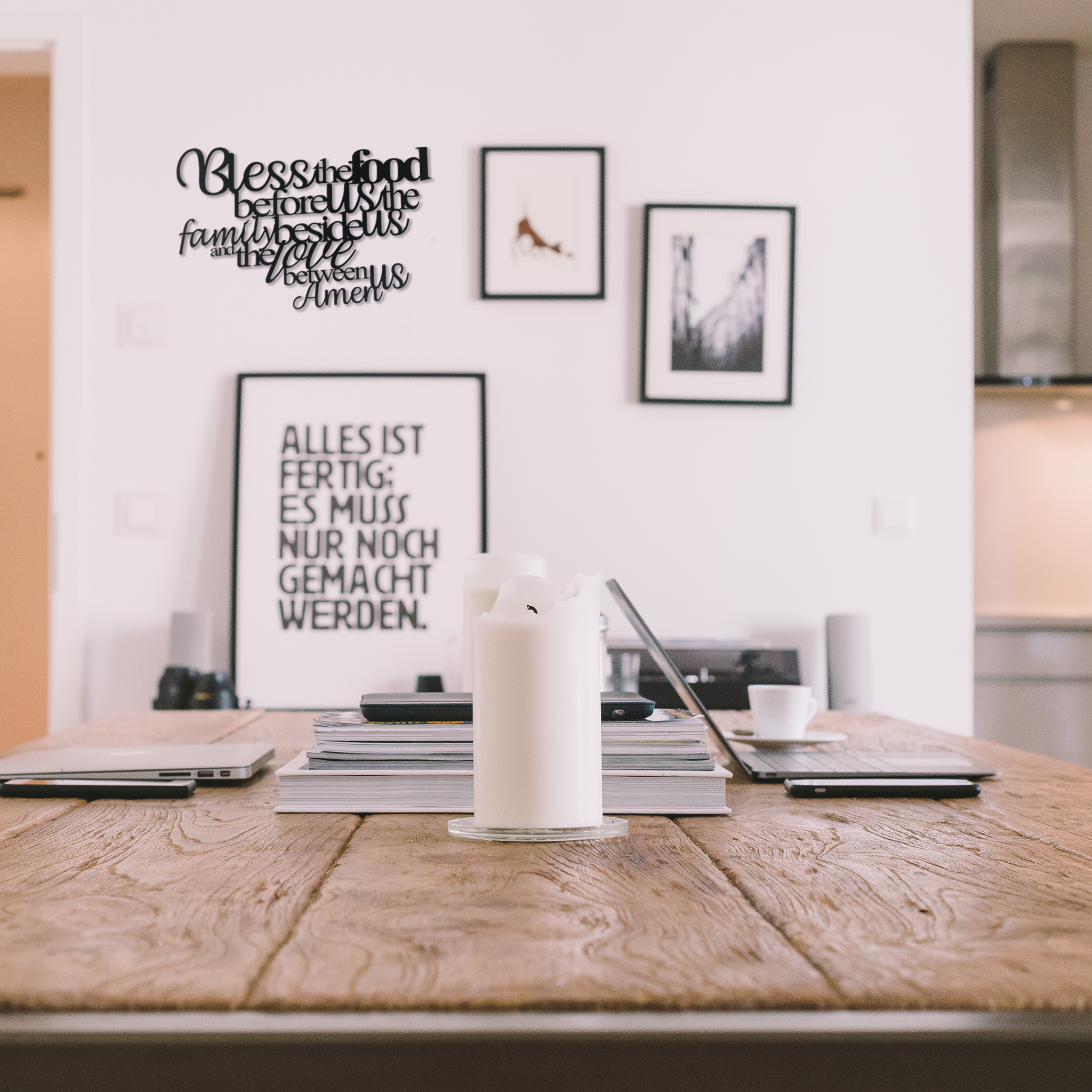 Bless The Food Metal Wall Art in black, featuring an inspirational design perfect for home decor.