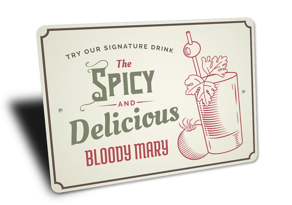 Custom Bloody Mary Sign made of high-quality aluminum, featuring vibrant colors and a unique design, perfect for home decor.