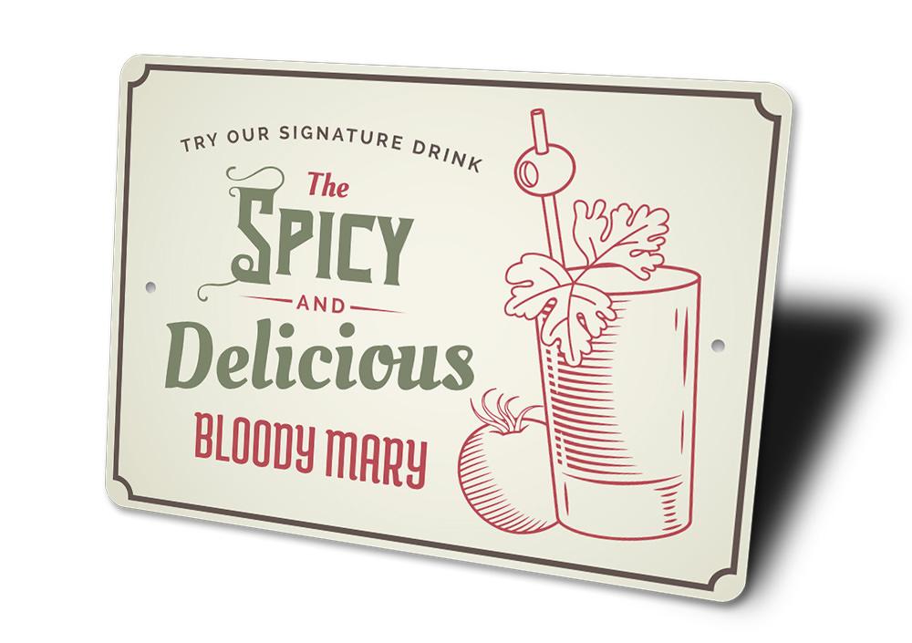 Custom Bloody Mary Sign made of high-quality aluminum, featuring vibrant colors and a unique design, perfect for home decor.