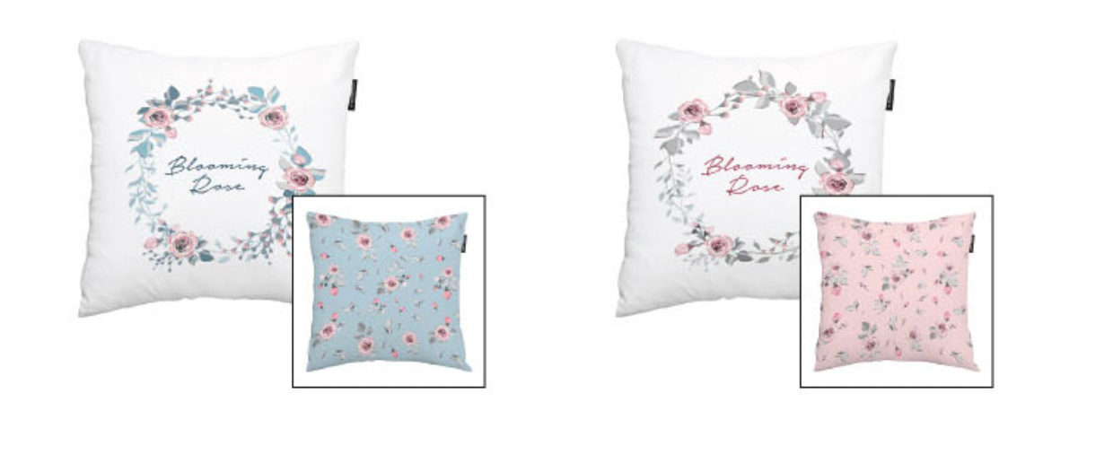 Blooming Rose floral perfume cushions showcasing vibrant floral designs and soft microfiber material.