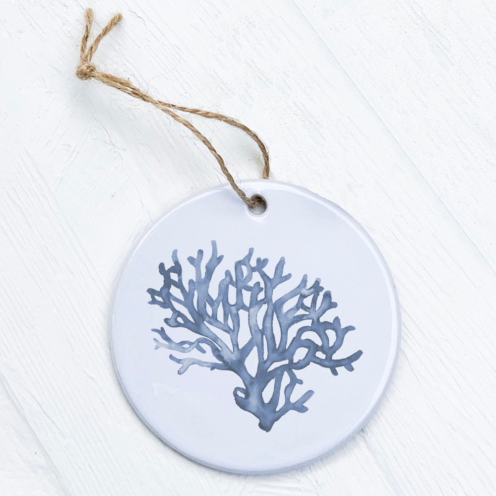 A beautifully crafted Blue Coral Ornament made of high-quality porcelain, featuring vibrant designs and a smooth glossy finish.