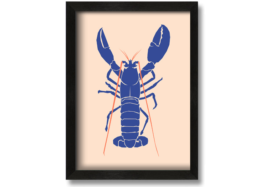 A beautifully framed Blue Lobster print showcasing intricate details and vibrant colors, ready to hang on the wall.