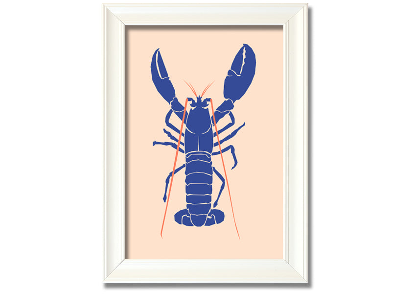 A beautifully framed Blue Lobster print showcasing intricate details and vibrant colors, ready to hang on the wall.