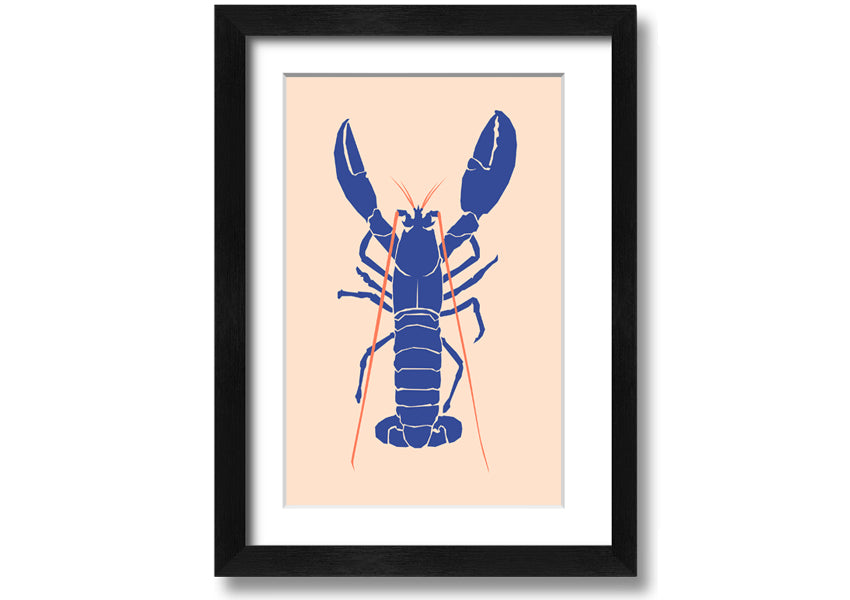 A beautifully framed Blue Lobster print showcasing intricate details and vibrant colors, ready to hang on the wall.