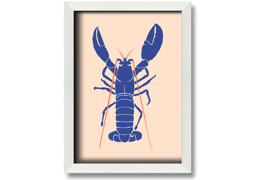 A beautifully framed Blue Lobster print showcasing intricate details and vibrant colors, ready to hang on the wall.