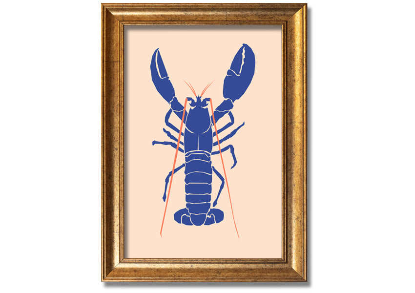 A beautifully framed Blue Lobster print showcasing intricate details and vibrant colors, ready to hang on the wall.