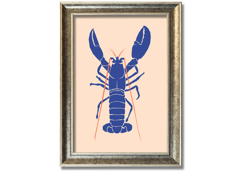 A beautifully framed Blue Lobster print showcasing intricate details and vibrant colors, ready to hang on the wall.