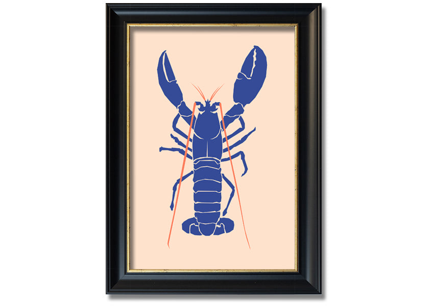 A beautifully framed Blue Lobster print showcasing intricate details and vibrant colors, ready to hang on the wall.