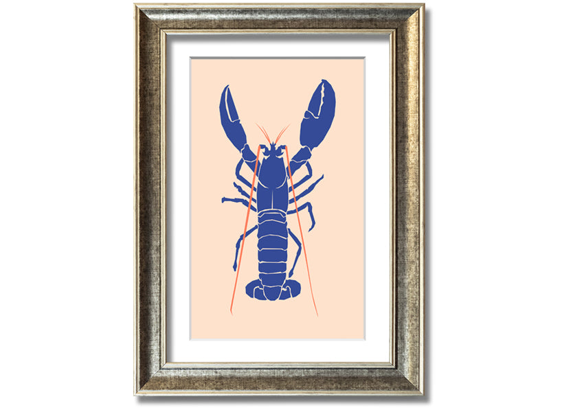 A beautifully framed Blue Lobster print showcasing intricate details and vibrant colors, ready to hang on the wall.