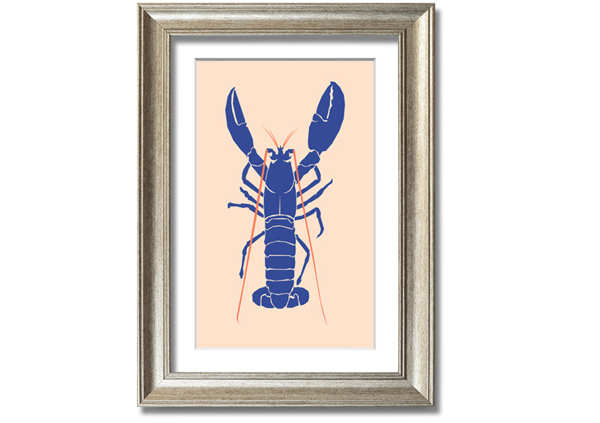 A beautifully framed Blue Lobster print showcasing intricate details and vibrant colors, ready to hang on the wall.