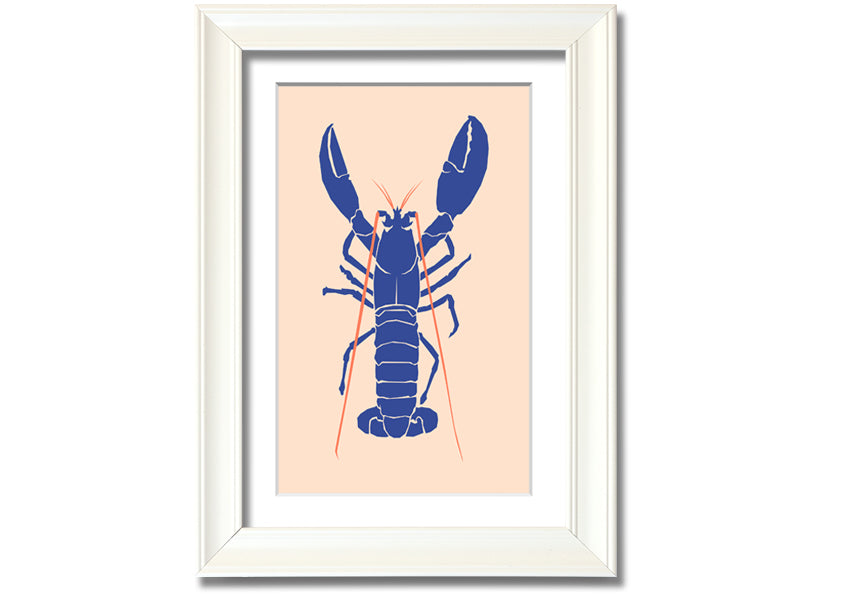 A beautifully framed Blue Lobster print showcasing intricate details and vibrant colors, ready to hang on the wall.