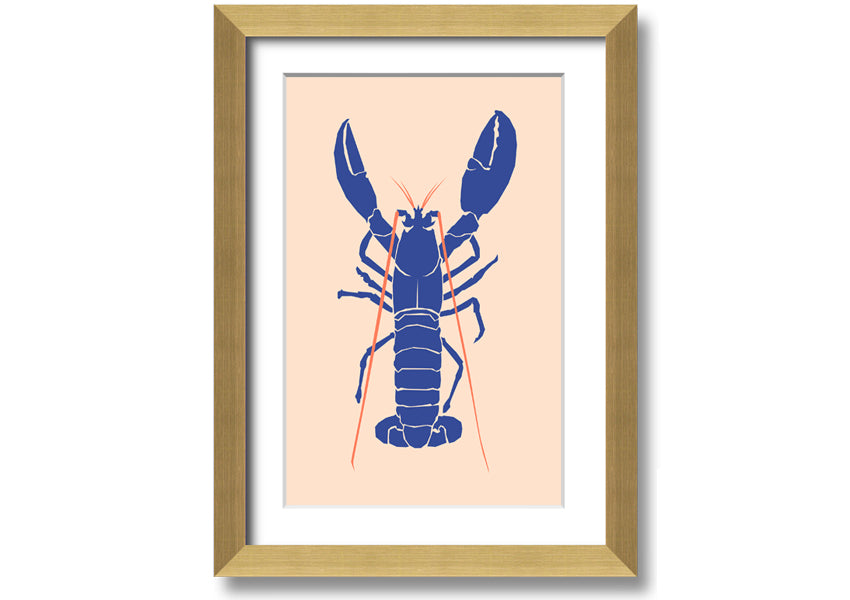 A beautifully framed Blue Lobster print showcasing intricate details and vibrant colors, ready to hang on the wall.