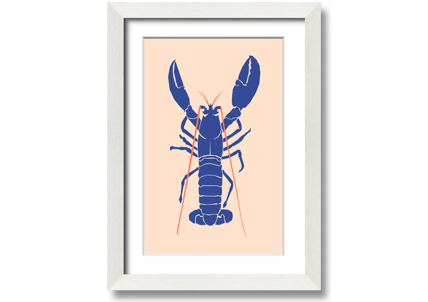 A beautifully framed Blue Lobster print showcasing intricate details and vibrant colors, ready to hang on the wall.