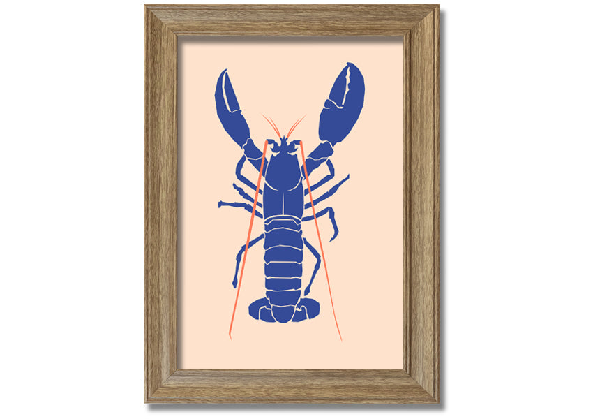 A beautifully framed Blue Lobster print showcasing intricate details and vibrant colors, ready to hang on the wall.