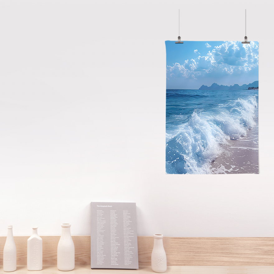 Blue Symphony fabric poster measuring 50cm x 70cm, featuring a modern design with vibrant colors.