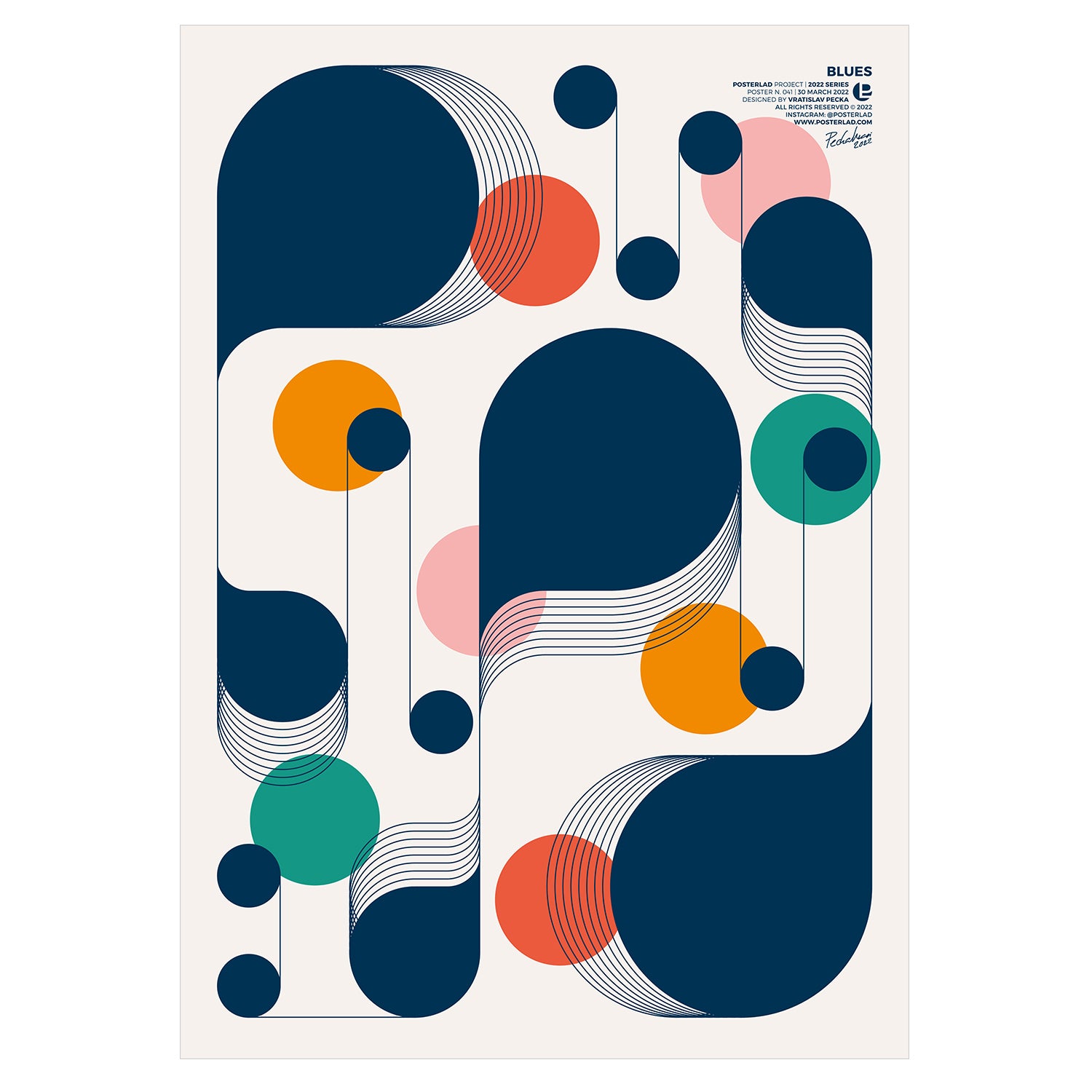 Vibrant Blues poster on thick matte paper, showcasing artistic design and colors.