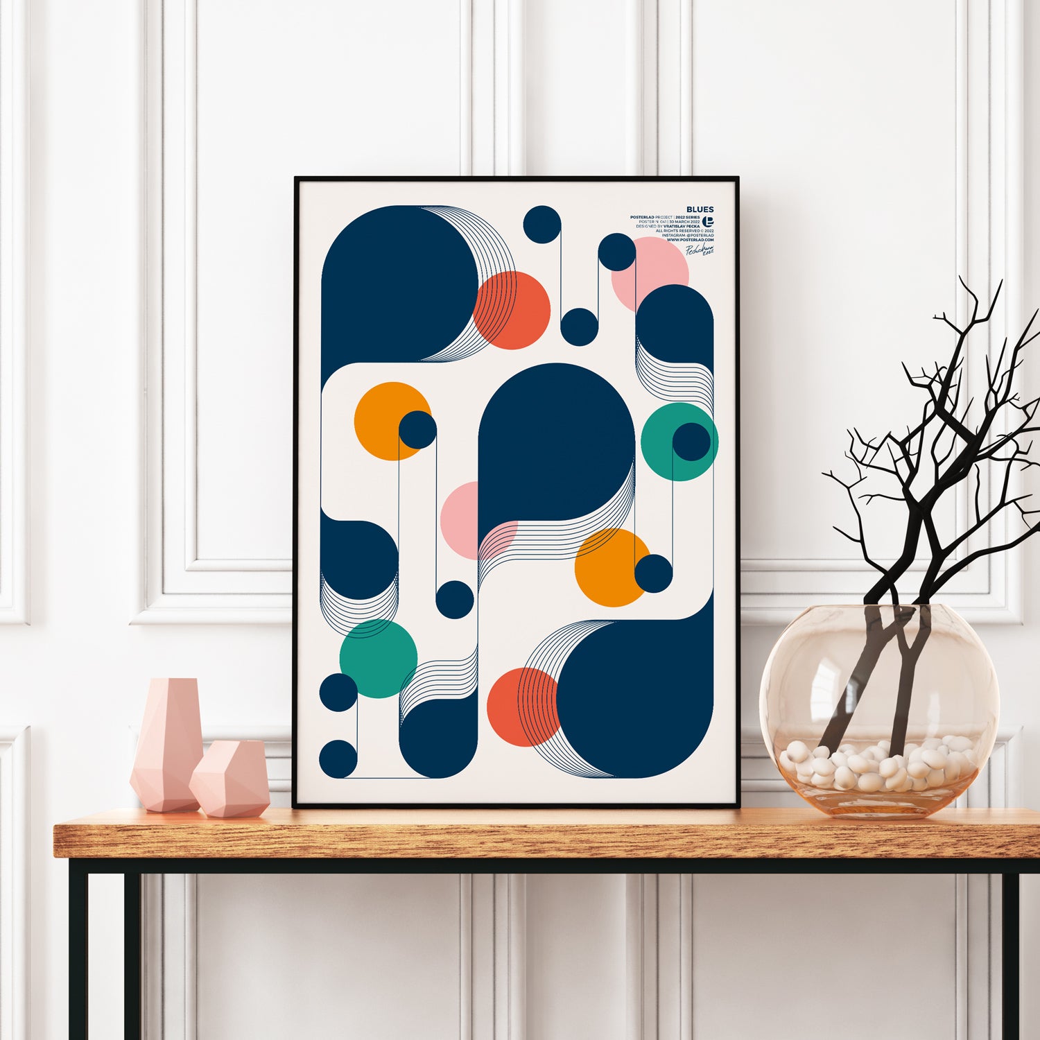 Vibrant Blues poster on thick matte paper, showcasing artistic design and colors.