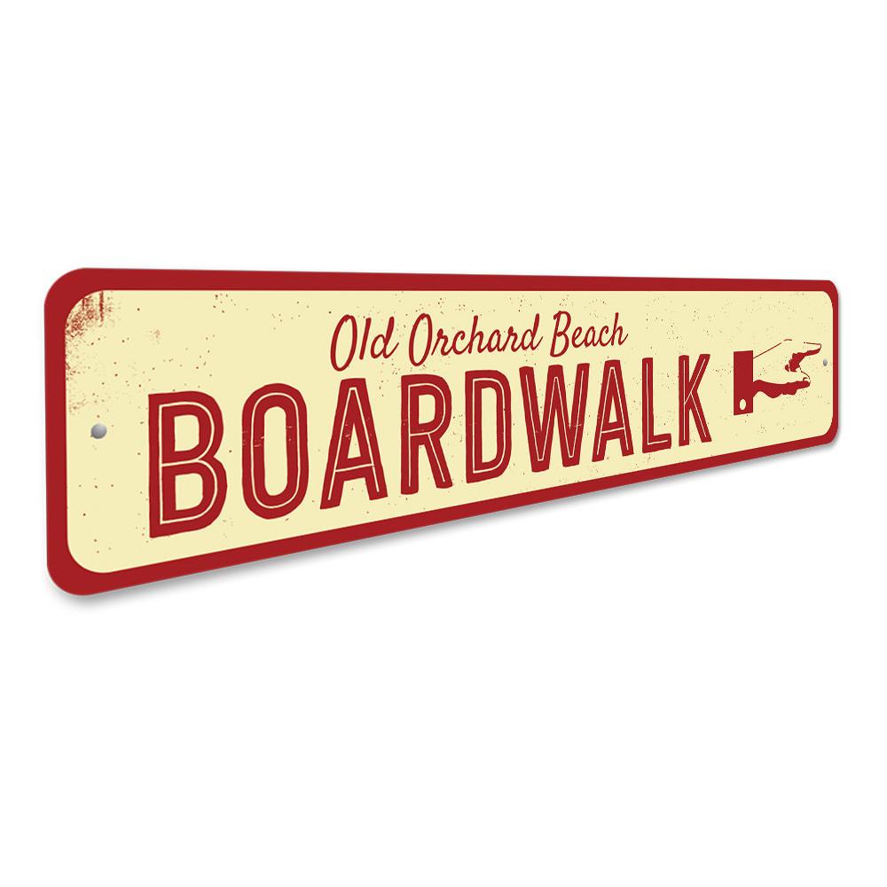 Boardwalk Pointing Hand Sign made of aluminum, featuring a unique pointing hand design, perfect for home decor.