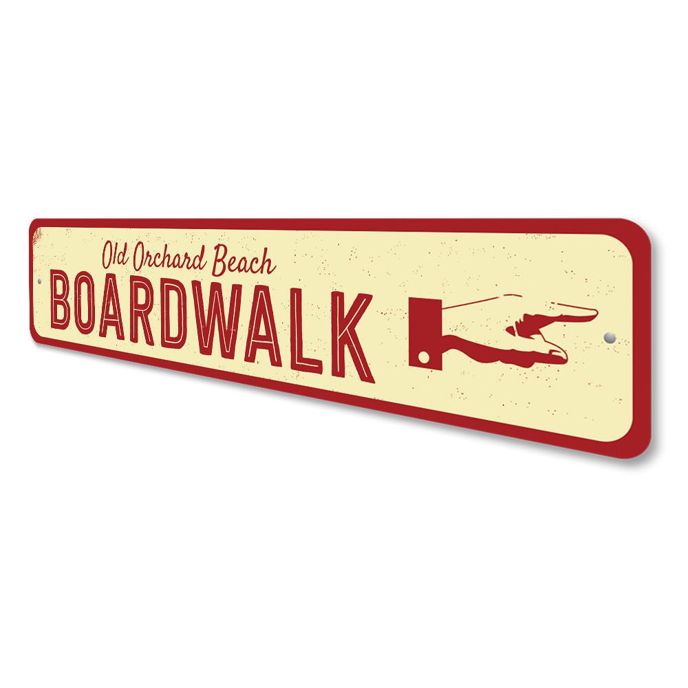 Boardwalk Pointing Hand Sign made of aluminum, featuring a unique pointing hand design, perfect for home decor.