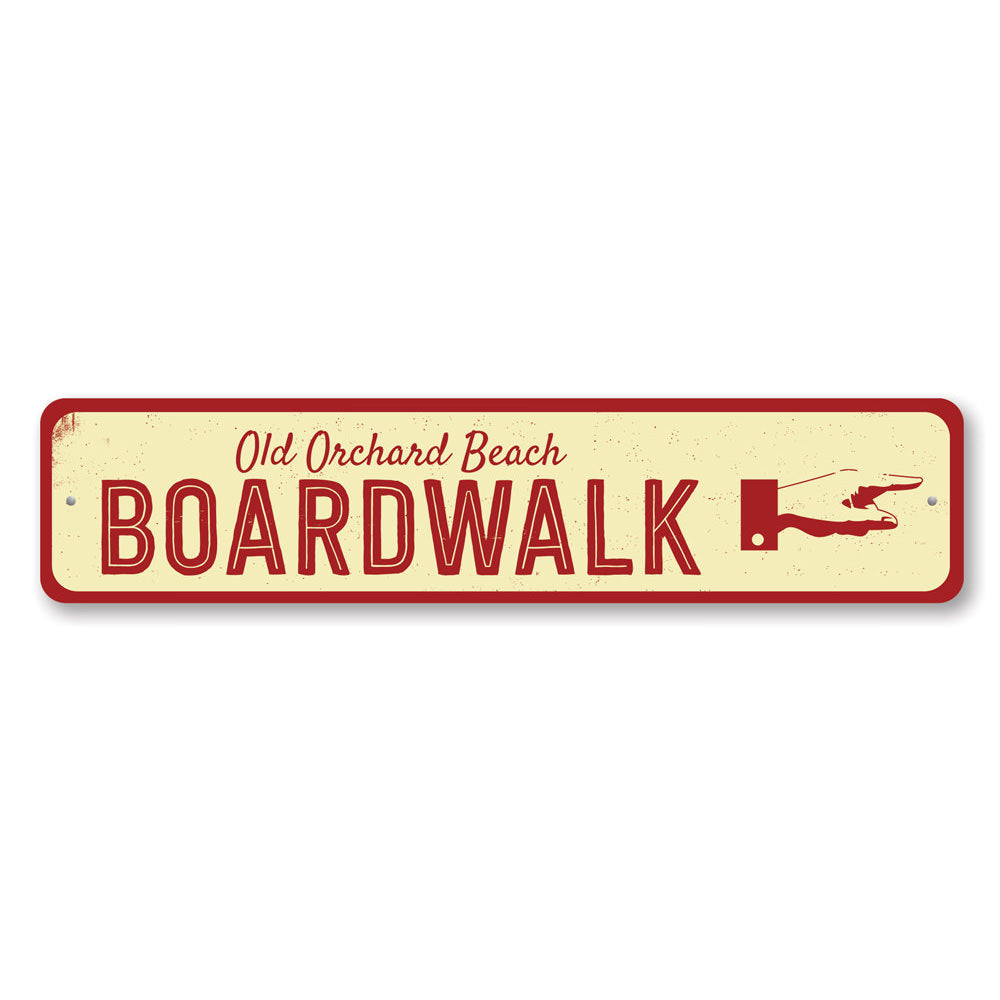 Boardwalk Pointing Hand Sign made of aluminum, featuring a unique pointing hand design, perfect for home decor.