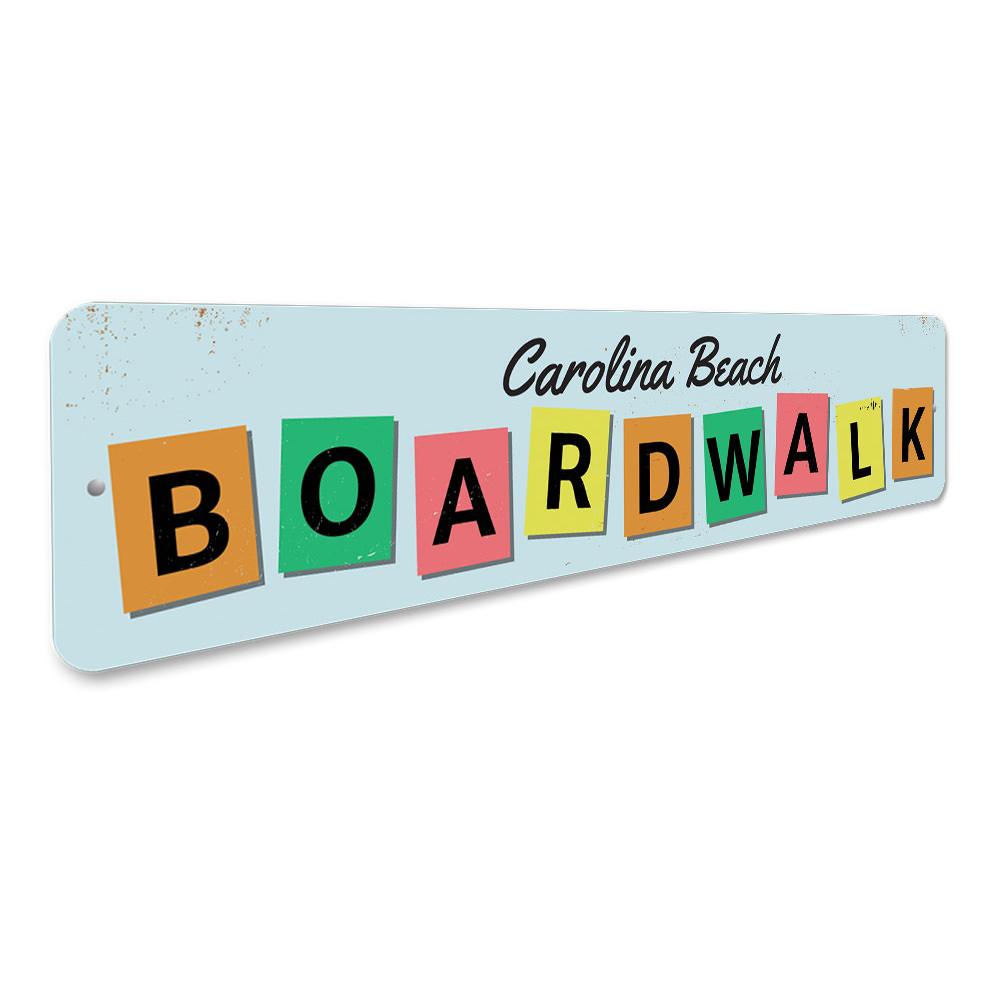 Customizable Boardwalk Sign made from high-quality aluminum, featuring pre-drilled holes for easy mounting.