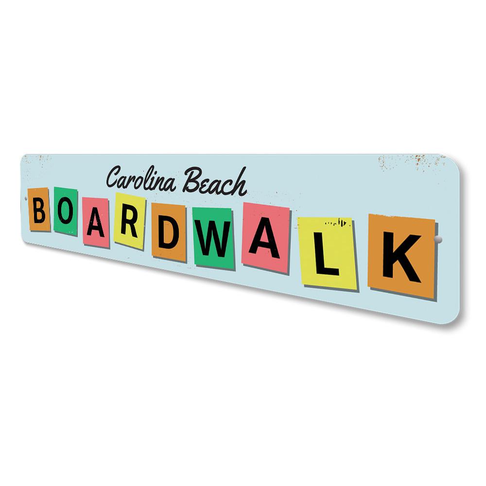 Customizable Boardwalk Sign made from high-quality aluminum, featuring pre-drilled holes for easy mounting.