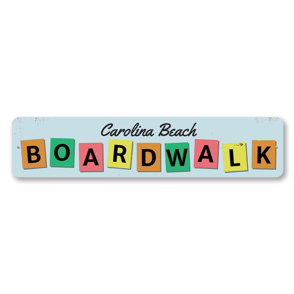 Customizable Boardwalk Sign made from high-quality aluminum, featuring pre-drilled holes for easy mounting.