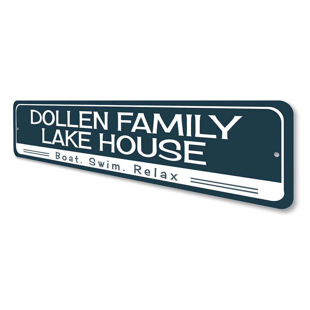 Boat Swim Relax Sign made of high-quality aluminum, featuring a decorative design perfect for lakehouses.