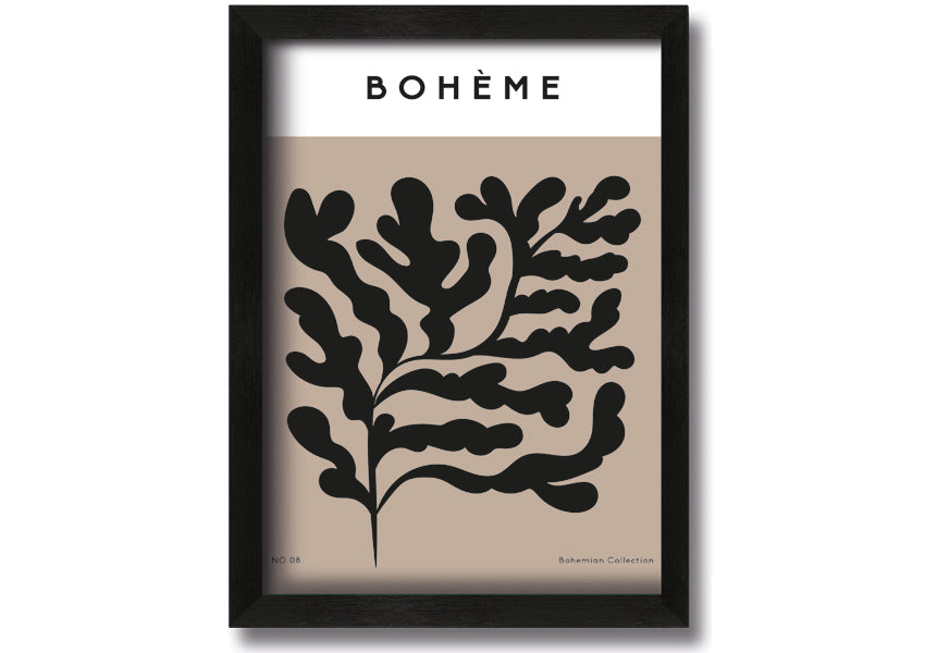 A beautifully framed Boheme Plants print showcasing elegant botanical designs, available in various frame colors.