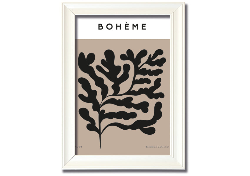 A beautifully framed Boheme Plants print showcasing elegant botanical designs, available in various frame colors.