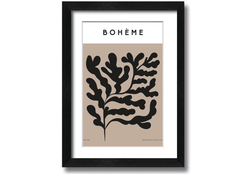 A beautifully framed Boheme Plants print showcasing elegant botanical designs, available in various frame colors.