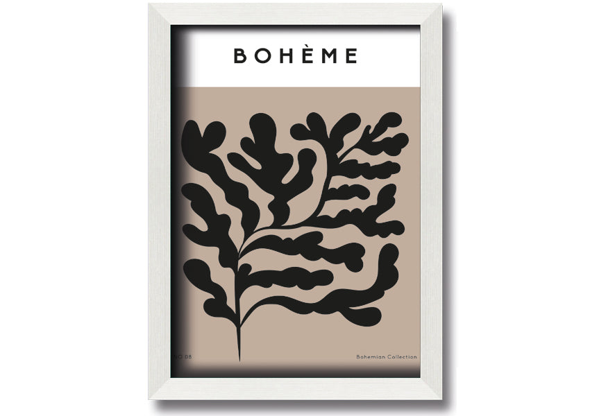 A beautifully framed Boheme Plants print showcasing elegant botanical designs, available in various frame colors.