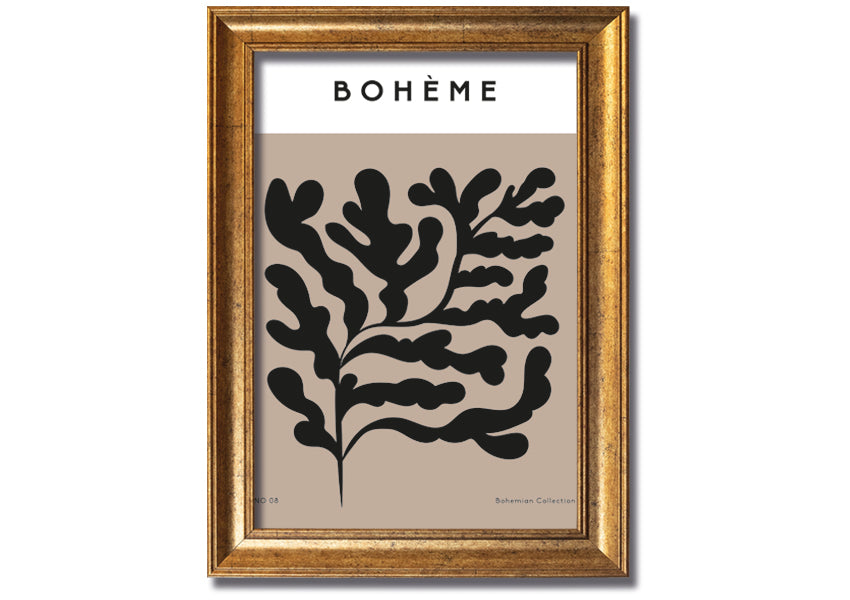 A beautifully framed Boheme Plants print showcasing elegant botanical designs, available in various frame colors.