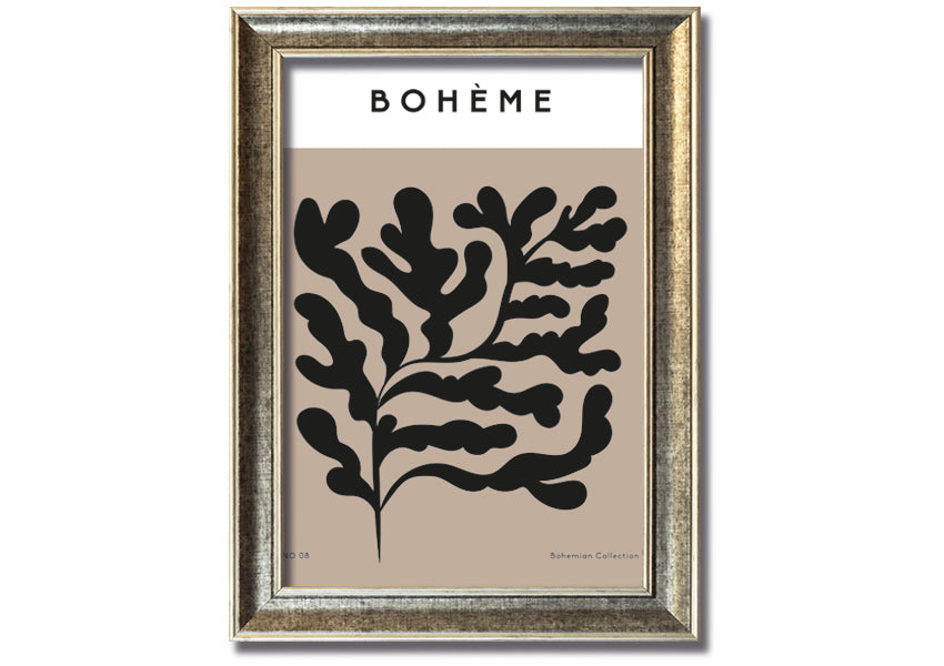 A beautifully framed Boheme Plants print showcasing elegant botanical designs, available in various frame colors.